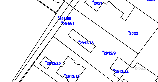 Parcela st. 2912/13 v KÚ Poruba, Katastrální mapa
