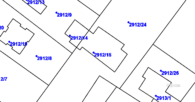 Parcela st. 2912/15 v KÚ Poruba, Katastrální mapa