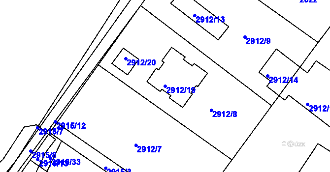 Parcela st. 2912/19 v KÚ Poruba, Katastrální mapa