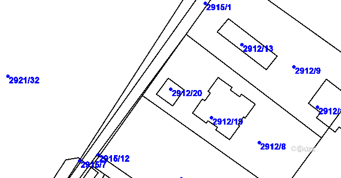 Parcela st. 2912/20 v KÚ Poruba, Katastrální mapa