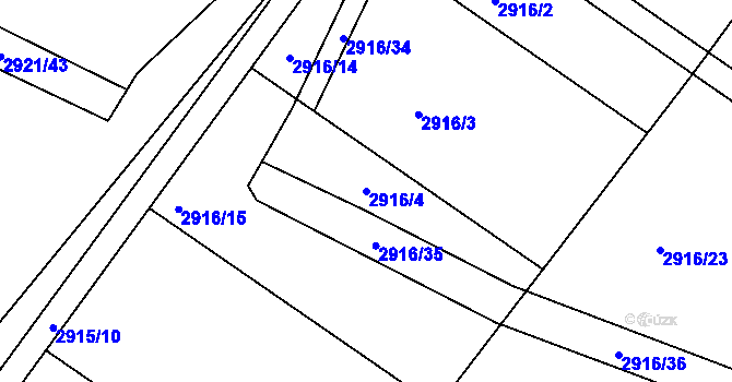 Parcela st. 2916/4 v KÚ Poruba, Katastrální mapa