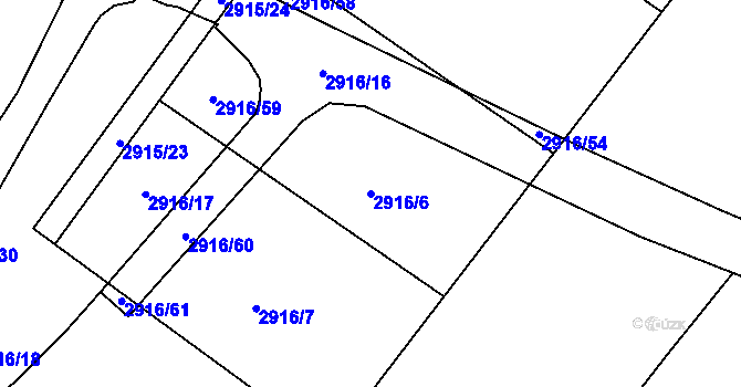 Parcela st. 2916/6 v KÚ Poruba, Katastrální mapa