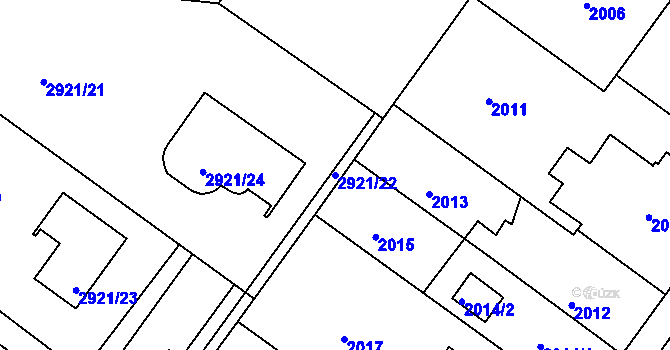 Parcela st. 2921/22 v KÚ Poruba, Katastrální mapa
