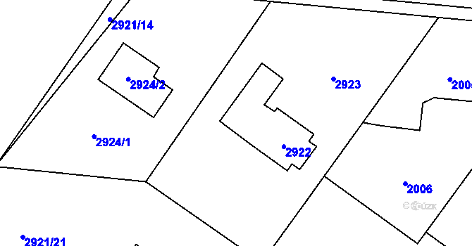 Parcela st. 2922 v KÚ Poruba, Katastrální mapa