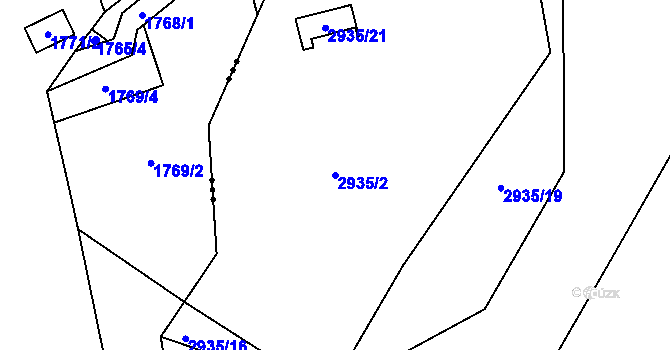 Parcela st. 2935/2 v KÚ Poruba, Katastrální mapa