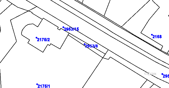 Parcela st. 2953/8 v KÚ Poruba, Katastrální mapa