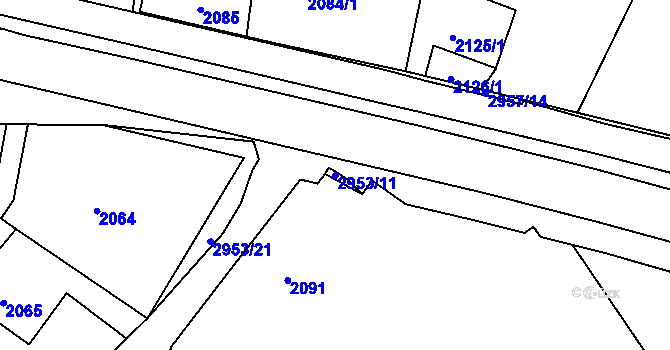 Parcela st. 2953/11 v KÚ Poruba, Katastrální mapa