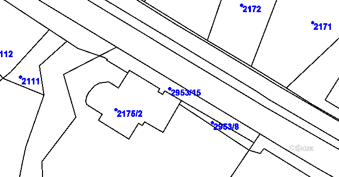 Parcela st. 2953/15 v KÚ Poruba, Katastrální mapa