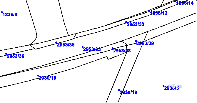 Parcela st. 2953/19 v KÚ Poruba, Katastrální mapa