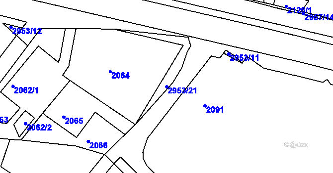 Parcela st. 2953/21 v KÚ Poruba, Katastrální mapa