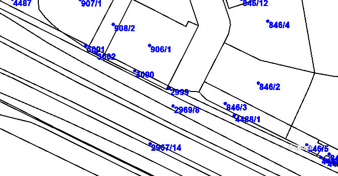 Parcela st. 2999 v KÚ Poruba, Katastrální mapa