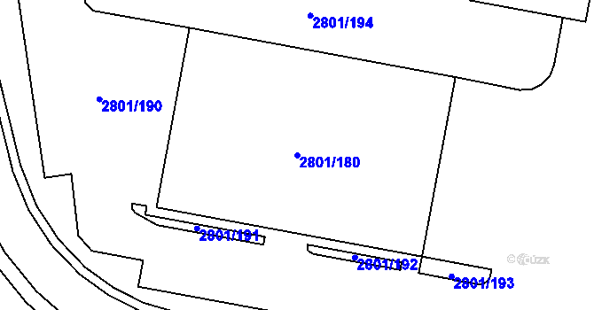 Parcela st. 2801/180 v KÚ Poruba, Katastrální mapa