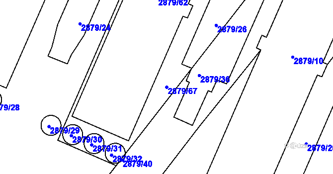 Parcela st. 2879/67 v KÚ Poruba, Katastrální mapa