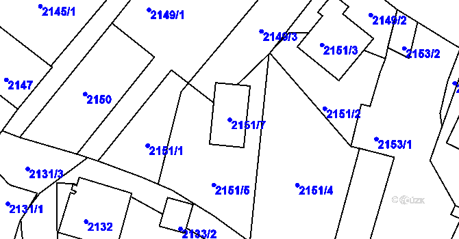 Parcela st. 2151/7 v KÚ Poruba, Katastrální mapa