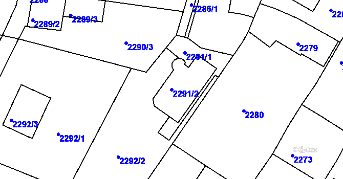 Parcela st. 2291/2 v KÚ Poruba, Katastrální mapa