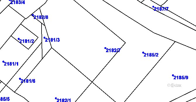 Parcela st. 2182/7 v KÚ Poruba, Katastrální mapa