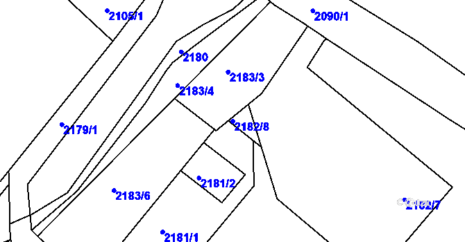 Parcela st. 2182/8 v KÚ Poruba, Katastrální mapa
