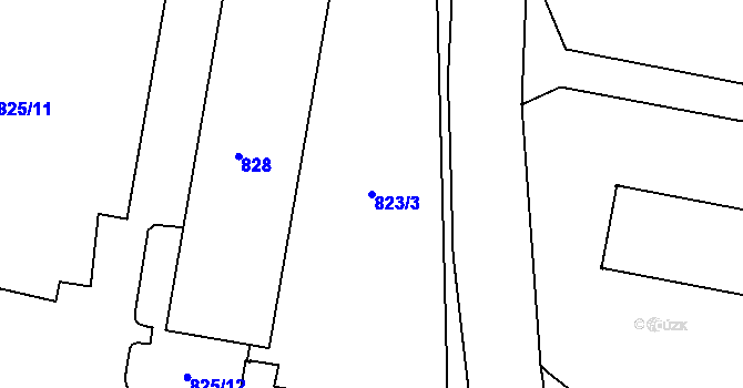 Parcela st. 823/3 v KÚ Poruba, Katastrální mapa