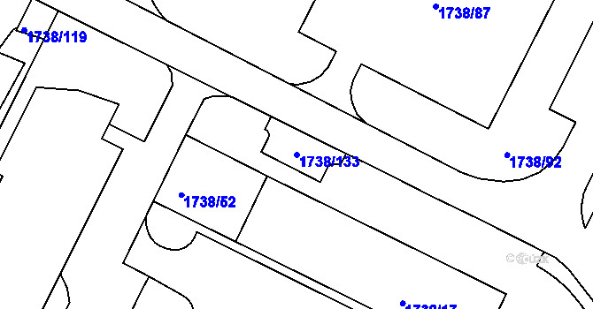 Parcela st. 1738/133 v KÚ Poruba, Katastrální mapa