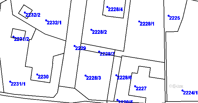 Parcela st. 2228/7 v KÚ Poruba, Katastrální mapa