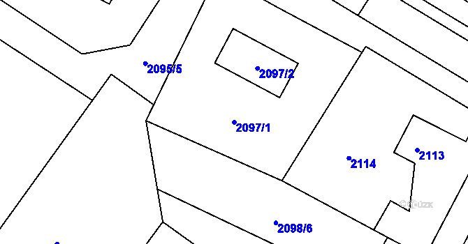 Parcela st. 2097/1 v KÚ Poruba, Katastrální mapa