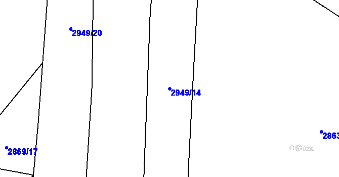 Parcela st. 2949/14 v KÚ Poruba, Katastrální mapa