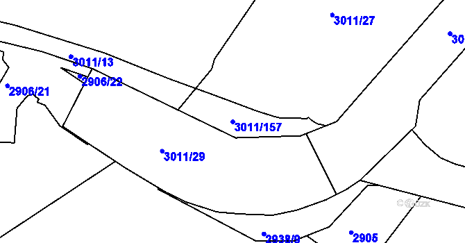 Parcela st. 3011/157 v KÚ Poruba, Katastrální mapa