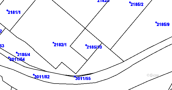 Parcela st. 2185/10 v KÚ Poruba, Katastrální mapa