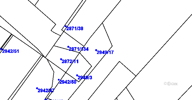 Parcela st. 2949/17 v KÚ Poruba, Katastrální mapa