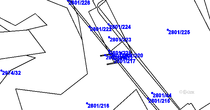 Parcela st. 2801/218 v KÚ Poruba, Katastrální mapa