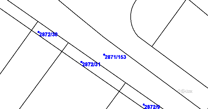 Parcela st. 2871/153 v KÚ Poruba, Katastrální mapa