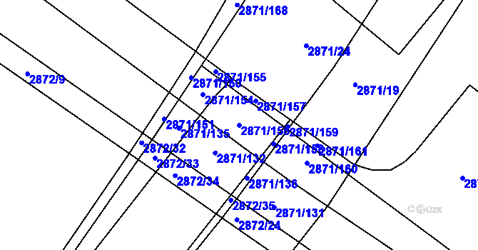 Parcela st. 2871/156 v KÚ Poruba, Katastrální mapa