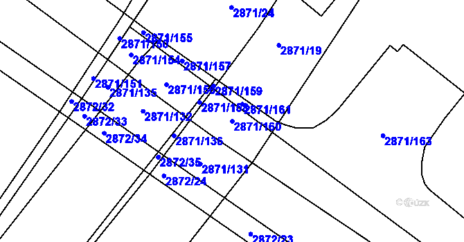 Parcela st. 2871/160 v KÚ Poruba, Katastrální mapa