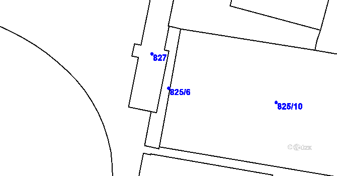 Parcela st. 825/6 v KÚ Poruba, Katastrální mapa