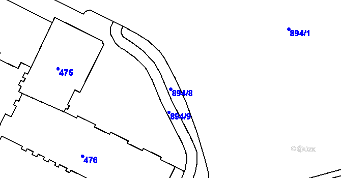 Parcela st. 894/8 v KÚ Poruba, Katastrální mapa