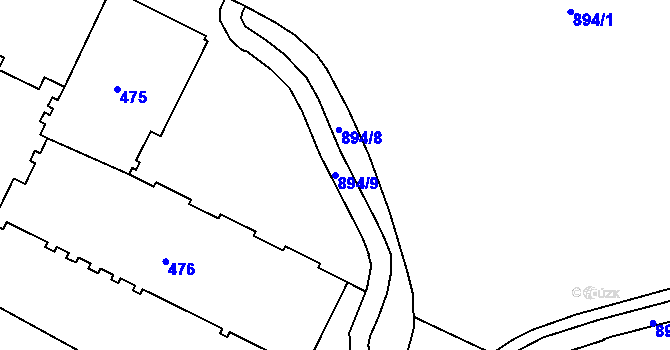 Parcela st. 894/9 v KÚ Poruba, Katastrální mapa