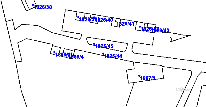 Parcela st. 1826/44 v KÚ Poruba, Katastrální mapa