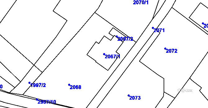 Parcela st. 2067/1 v KÚ Poruba, Katastrální mapa