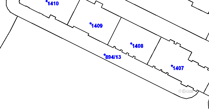 Parcela st. 894/13 v KÚ Poruba, Katastrální mapa