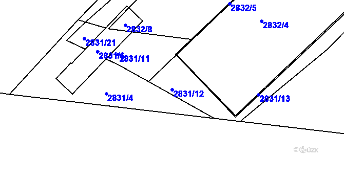 Parcela st. 2831/12 v KÚ Poruba, Katastrální mapa