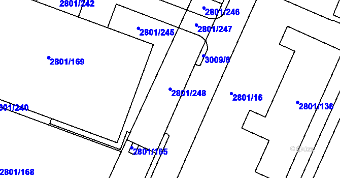 Parcela st. 2801/248 v KÚ Poruba, Katastrální mapa