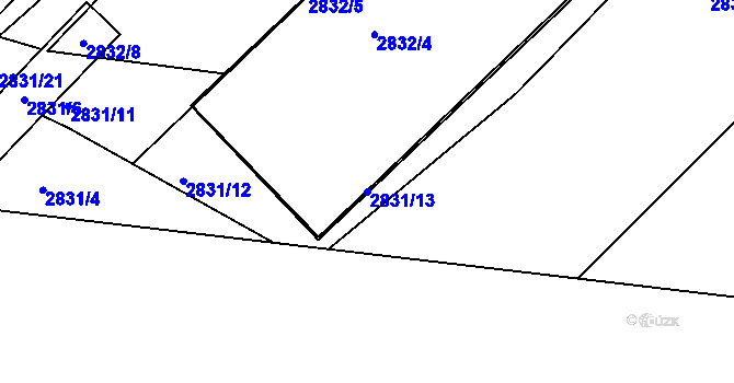 Parcela st. 2831/13 v KÚ Poruba, Katastrální mapa