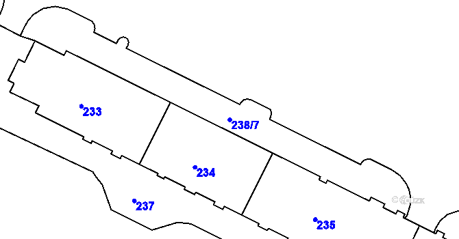 Parcela st. 238/7 v KÚ Poruba, Katastrální mapa