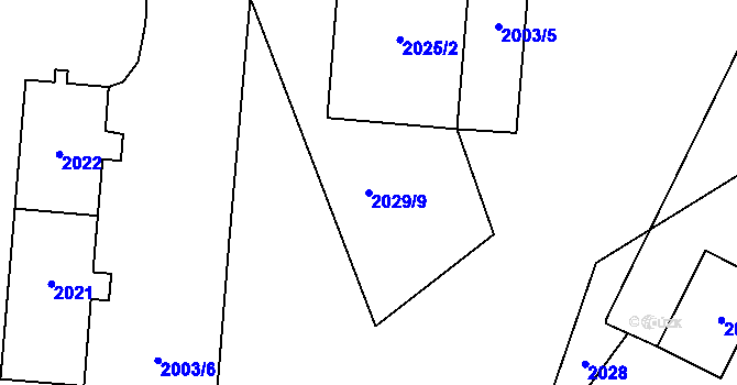Parcela st. 2029/9 v KÚ Poruba-sever, Katastrální mapa