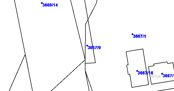 Parcela st. 3667/9 v KÚ Poruba-sever, Katastrální mapa