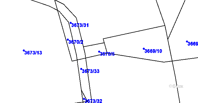 Parcela st. 3670/5 v KÚ Poruba-sever, Katastrální mapa