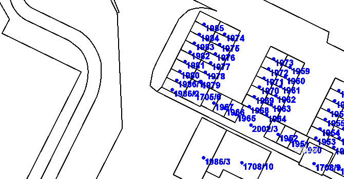 Parcela st. 1986/2 v KÚ Poruba-sever, Katastrální mapa