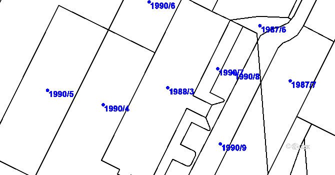 Parcela st. 1988/3 v KÚ Poruba-sever, Katastrální mapa