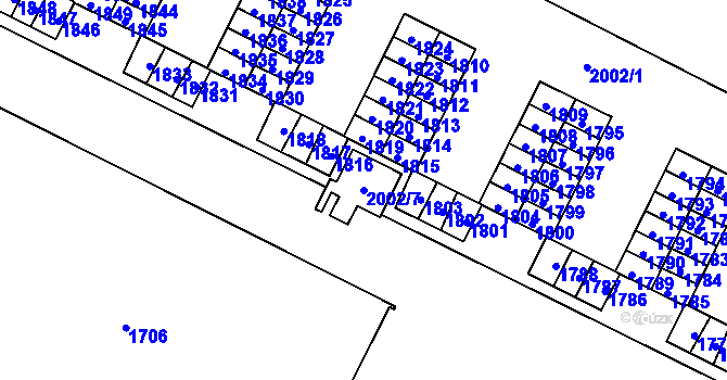 Parcela st. 2002/7 v KÚ Poruba-sever, Katastrální mapa