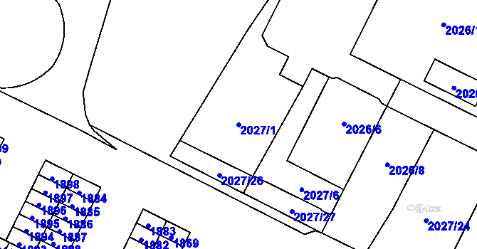 Parcela st. 2027/1 v KÚ Poruba-sever, Katastrální mapa